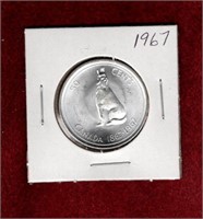 CANADA CENTENNIAL 1967 WOLF SILVER 50 CENT COIN