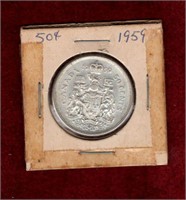 CANADA 1959 SILVER 50 CENT COIN
