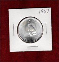 CANADA CENTENNIAL 1967 WOLF SILVER 50 CENT COIN