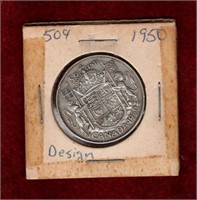 CANADA 1950 SILVER 50 CENT COIN