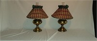 2 Antique Brass Oil Lamps