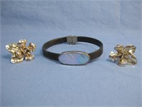S.S. Bracelet & Earrings Hallmarked