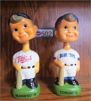 2- BOBBLE HEADS, TWINS & BLUE jAYS (OLD LOT#502)
