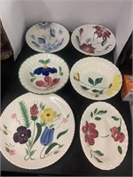 Flowered Decor Plate & Bowls