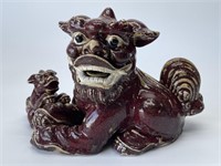 Asian Ceramic Foo Dog Sculpture 7.25in T x