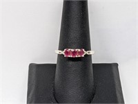 .925 Sterling Silver Pink Stone Ring