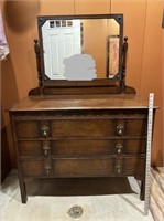Antique 3-Drawer Dresser w/ Tilting Mirror