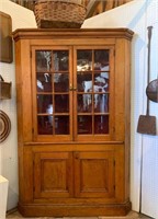 Circa 1820 Primitive Pine Corner Cupboard