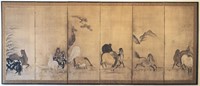 Japanese Hasegawa School Six-Panel Screen 18th C.