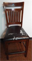 (B) Wooden Dining Chair with Black Pleather