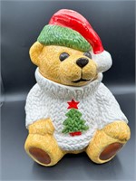 Ceramic Xmas Cookie Jar  - Teddy Bear