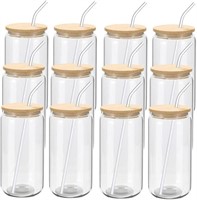 NEW $56 12pcs Beer Glass with Bamboo lids