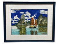 Signed Ha Long Bay Hondache Vietnam Embroidery