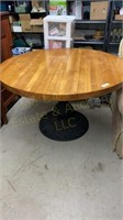 Cast Iron Pedestal Table w/ Wooden Top (49” x