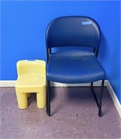 Group lot of (2) chairs; one metal & plastic