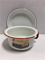 Enamel Pie Pan and Chamber Pot