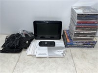 Portable CD player, DVDs, CDs