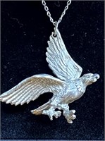 SILVER FLYING EAGLE PENDANT ON 18" NECKLACE