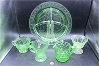 Fire King, Jeanette + Uranium Glass Cups & Plates