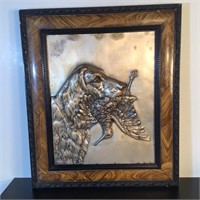 BIRD DOG METAL RELIEF PICTURE FRAMED