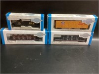 4 Bachmann Silver Series HO Train Cars with Box