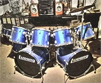 Blue Ludwig Accent Combo 12pc Drum Set.  Includes