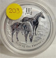 2014 YEAR OF THE HORSE 5 OZ. .999 SILVER ROUND