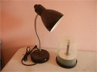 15" Tall Desk Lamp & Spindle W/Blank CD's Works