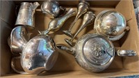 Tray lot of  Antique silver plate, including a