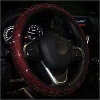 15" Red Car Bling Steering Wheel Cover A12