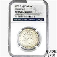 1855-O Seated Lib. 50C NGC Shipwreck Effect SS