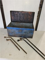 Tire irons and metal tool box