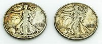 (2) 1941 & 42 (D) Walking Liberty Silver Halves