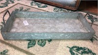 Galvanized metal handled tray 19-1/2 x 8-1/2