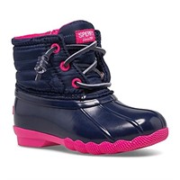 Sperry Kids Girls Saltwater Boot, Navy/Pink, 8 M