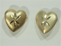 14K Yellow Gold Heart-Shaped Screwback Earrings,