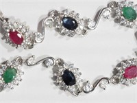 Sterling Silver Ruby, Sapphire & Emerald (1.10ct )