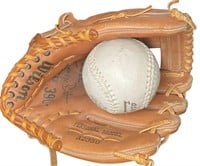 Leather Softball Glove and Ball