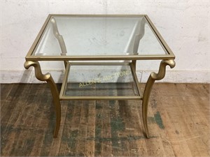 2 TIER GLASS TOP ACCENT TABLE