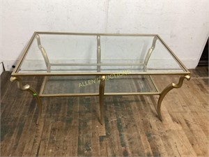 2 TIER GLASS TOP COCKTAIL TABLE