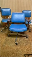 Set of three blue and chrome mid century office