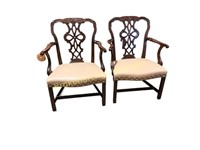 Pair Chippendale Style Armchairs