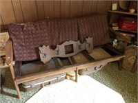 64” Mcm Sofa With No Seat, Luggage And Rack