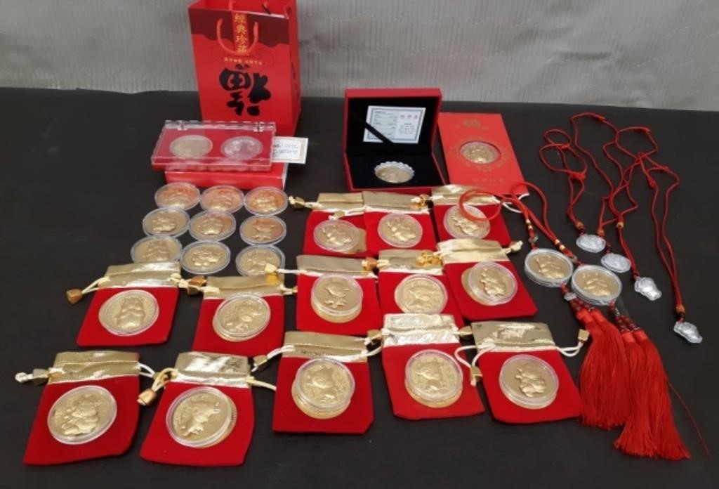 Large Lot of Dragon Coins,New Year