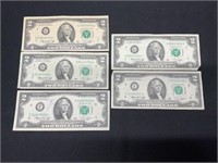 Group of 5 1976 $2 Bills