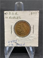 1899 Gold Russia 10 Rubles .249 oz Gold