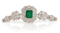 3.75CT EMERALD & 4.42CTW DIAMOND 18K GOLD BRACELET