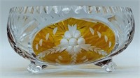 (E) Crystal Glass Bowl with Amber Colored