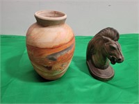 Nemadji Pottery USA & Horse Bust