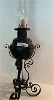 Converted Antique Oil Lamp on